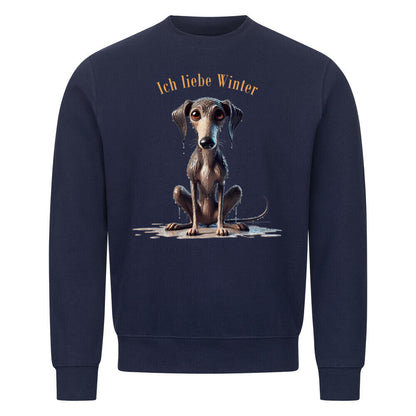 Premium Sweatshirt Galgo - Ich liebe Winter" Navy Blue – hunde-shirt.de
