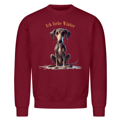 Premium Sweatshirt Galgo - Ich liebe Winter" Burgunder – hunde-shirt.de