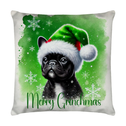 Kissen "Frenchie - Merry Grinchmas" Weiß – hunde-shirt.de