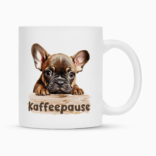 Tasse "Frenchie - Kaffeepause II" Weiß – hunde-shirt.de