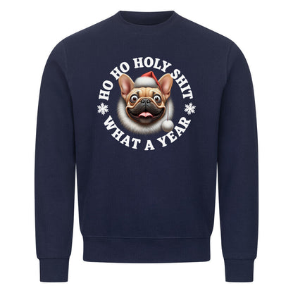 Premium Sweatshirt "Frenchie Fawn - HO HO..." Navy Blue – hunde-shirt.de