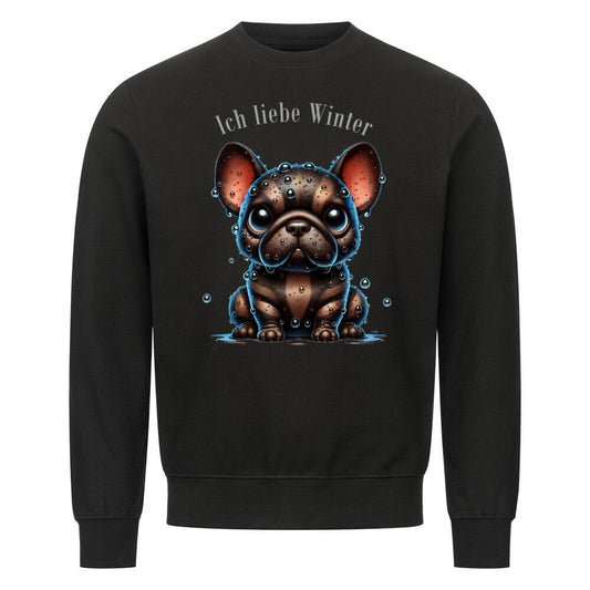 Premium Sweatshirt "Frenchie - Ich liebe Winter II" Schwarz – hunde-shirt.de