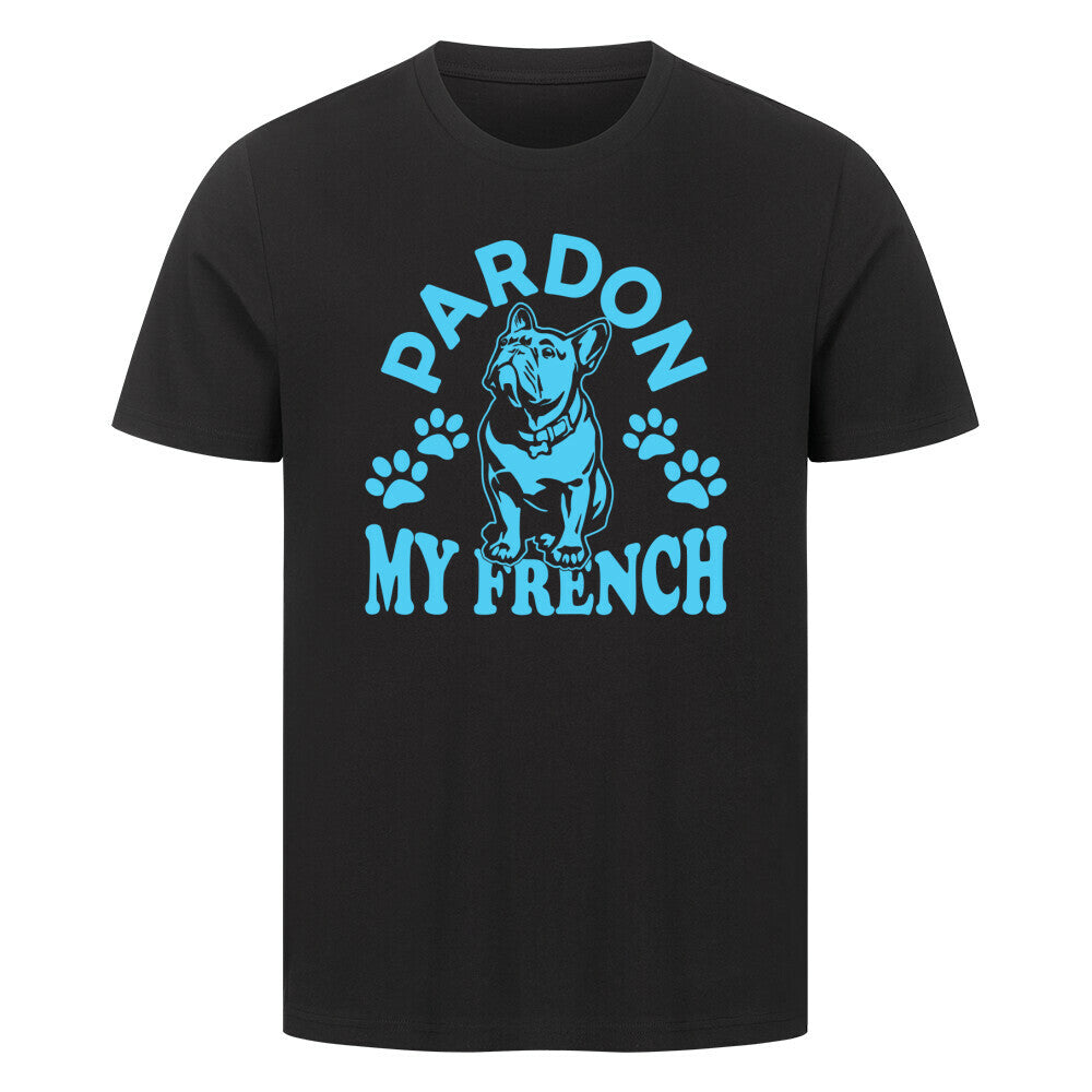 Premium T-Shirt "Frenchie - Pardon" Schwarz – hunde-shirt.de