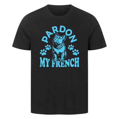 Premium T-Shirt "Frenchie - Pardon" Schwarz – hunde-shirt.de
