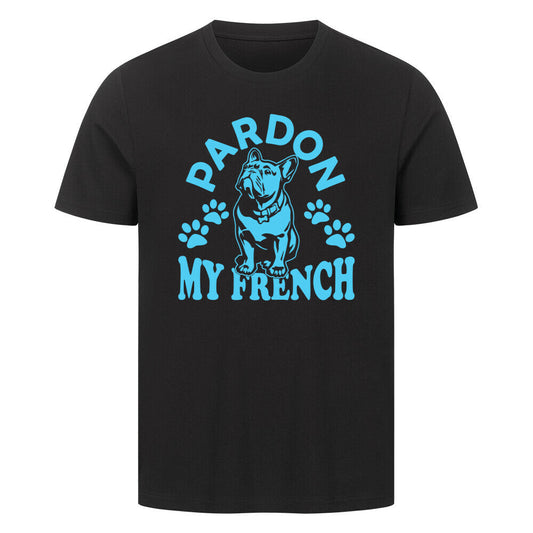 Premium T-Shirt "Frenchie - Pardon" Schwarz – hunde-shirt.de