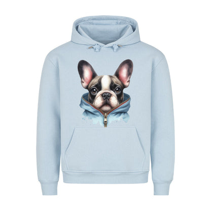 Premium Hoodie "Frenchie - Zipper" Babyblau – hunde-shirt.de