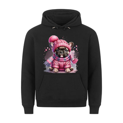 Premium Hoodie "Frenchie - Wintermädchen" Schwarz – hunde-shirt.de