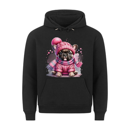 Premium Hoodie "Frenchie - Wintermädchen" Schwarz – hunde-shirt.de