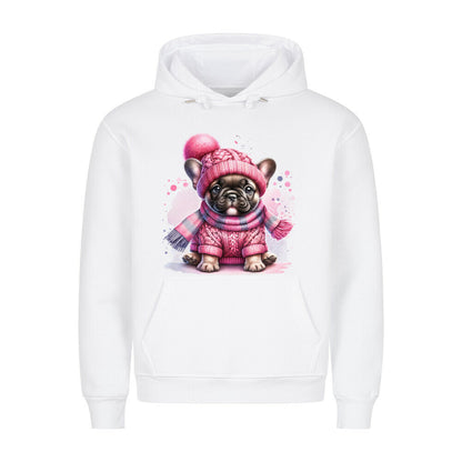 Premium Hoodie "Frenchie - Wintermädchen" Weiß – hunde-shirt.de