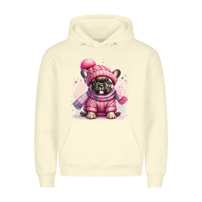Premium Hoodie "Frenchie - Wintermädchen" Beige – hunde-shirt.de