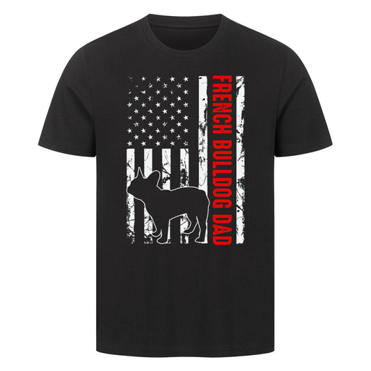 Premium T-Shirt "Französische Bulldogge - Flag Dad" Schwarz – hunde-shirt.de