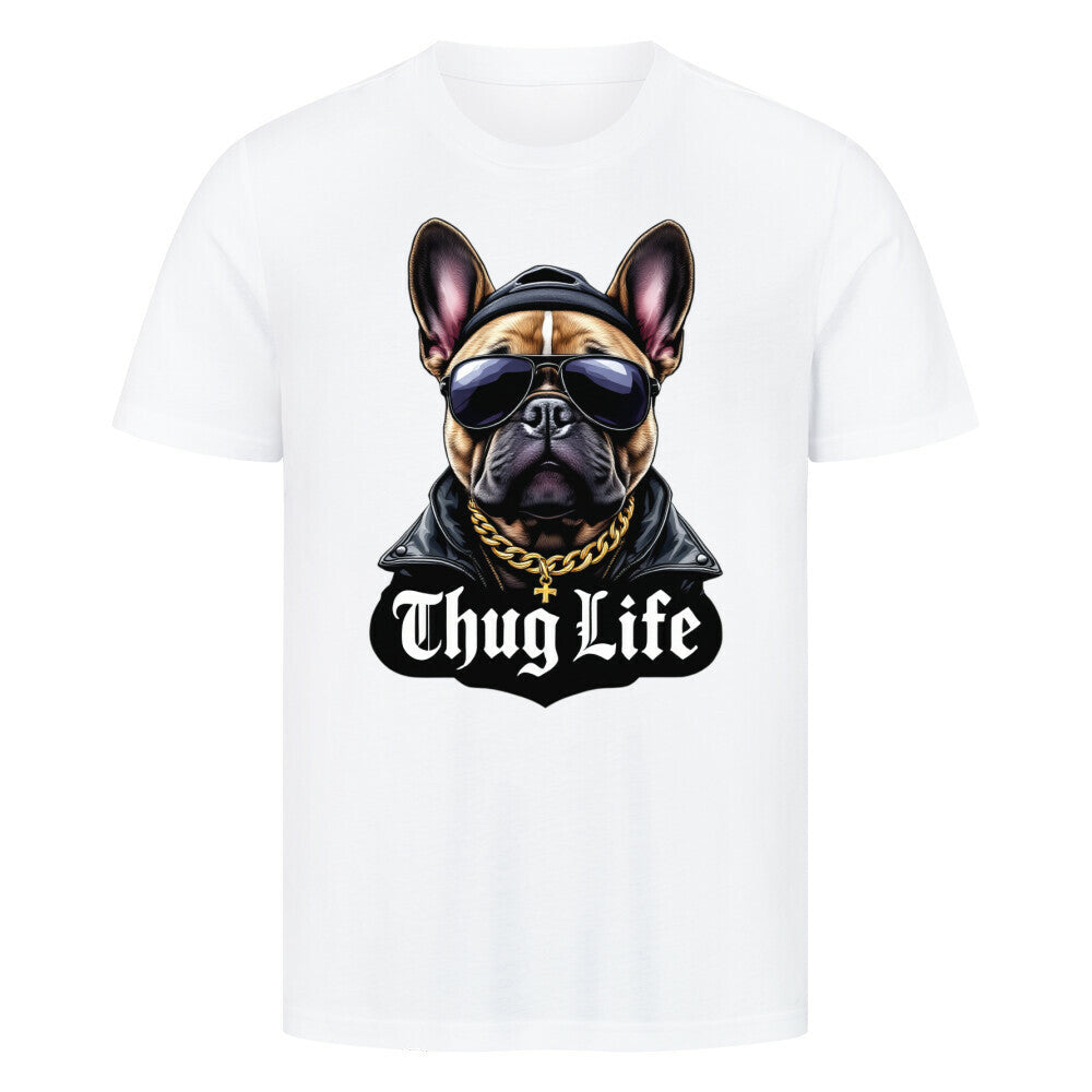 Premium T-Shirt "Frenchie - Thug Life" Weiß – hunde-shirt.de