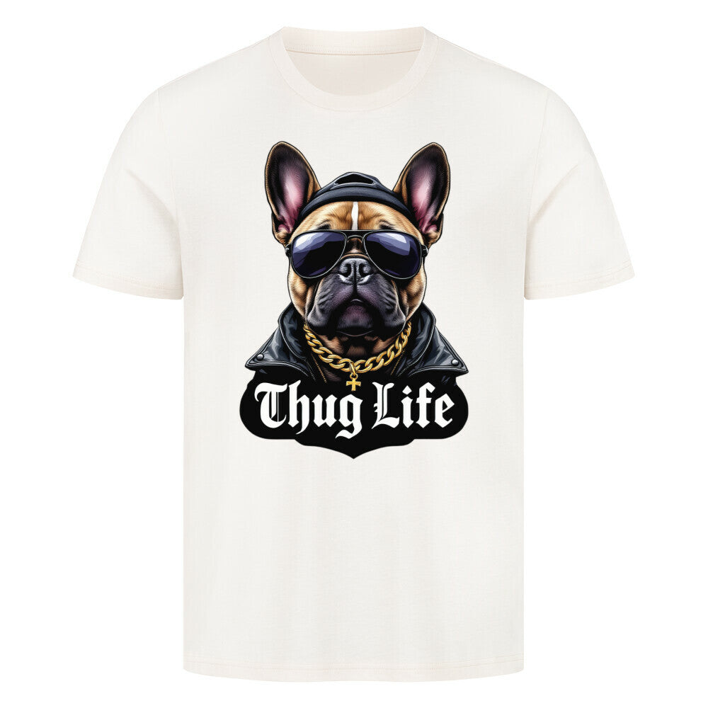 Premium T-Shirt "Frenchie - Thug Life" Natural Raw – hunde-shirt.de