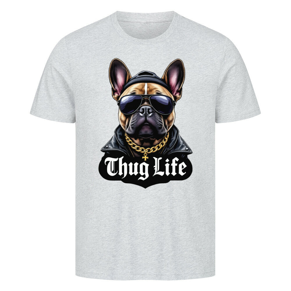 Premium T-Shirt "Frenchie - Thug Life" Heather Grey – hunde-shirt.de