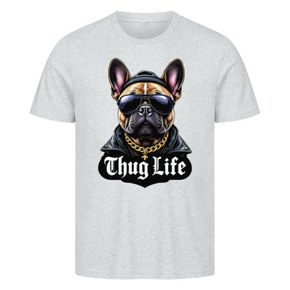 Premium T-Shirt "Frenchie - Thug Life" Heather Grey – hunde-shirt.de
