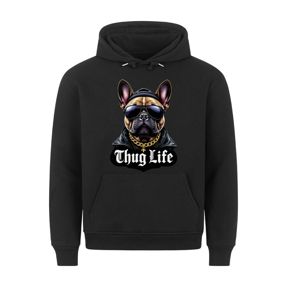 Premium Hoodie "Frenchie - Thug Life" Schwarz – hunde-shirt.de