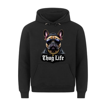 Premium Hoodie "Frenchie - Thug Life" Schwarz – hunde-shirt.de