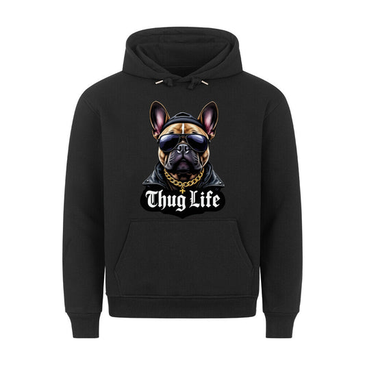 Premium Hoodie "Frenchie - Thug Life" Schwarz – hunde-shirt.de