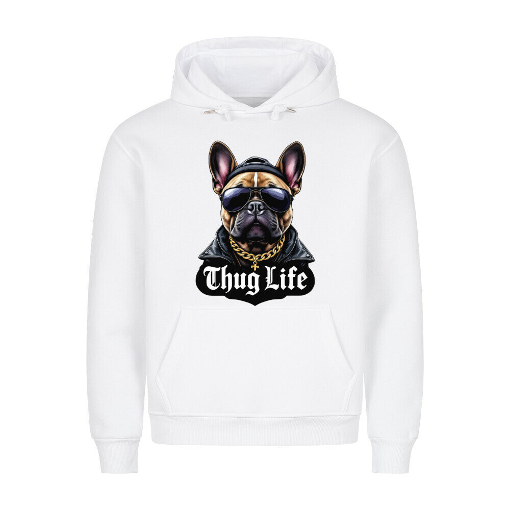 Premium Hoodie "Frenchie - Thug Life" Weiß – hunde-shirt.de