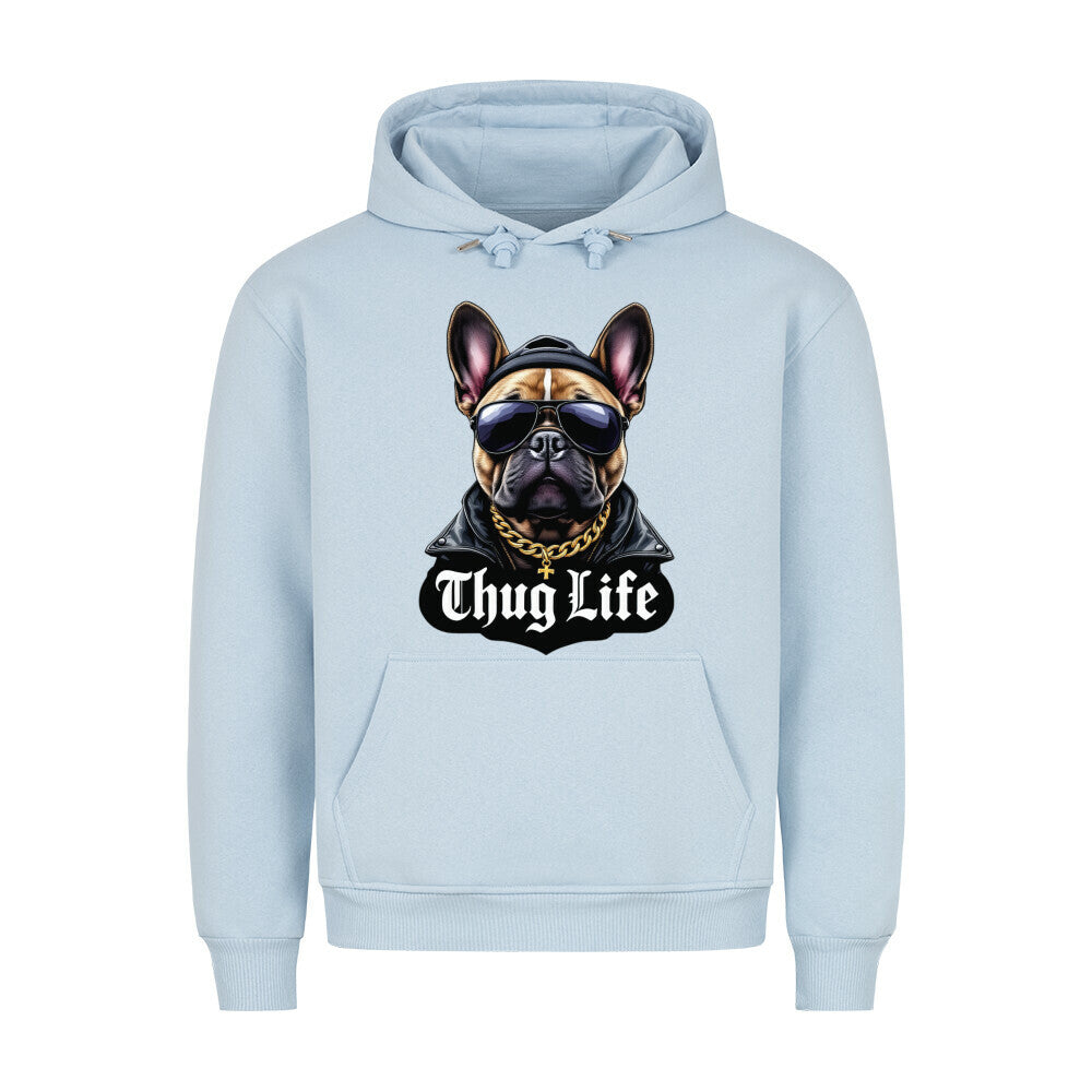 Premium Hoodie "Frenchie - Thug Life" Babyblau – hunde-shirt.de