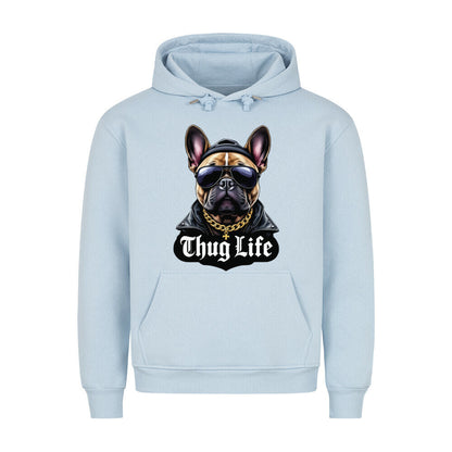 Premium Hoodie "Frenchie - Thug Life" Babyblau – hunde-shirt.de