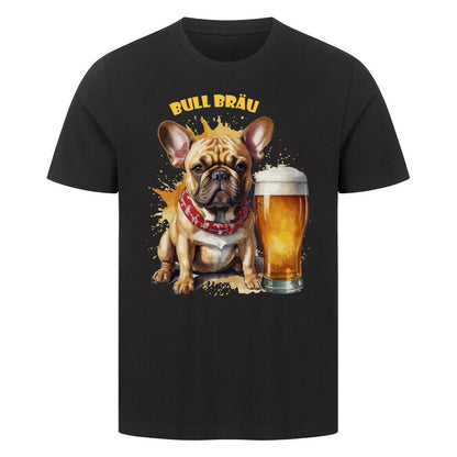 Premium T-Shirt "Französische Bulldogge - Bull Bräu" Schwarz – hunde-shirt.de