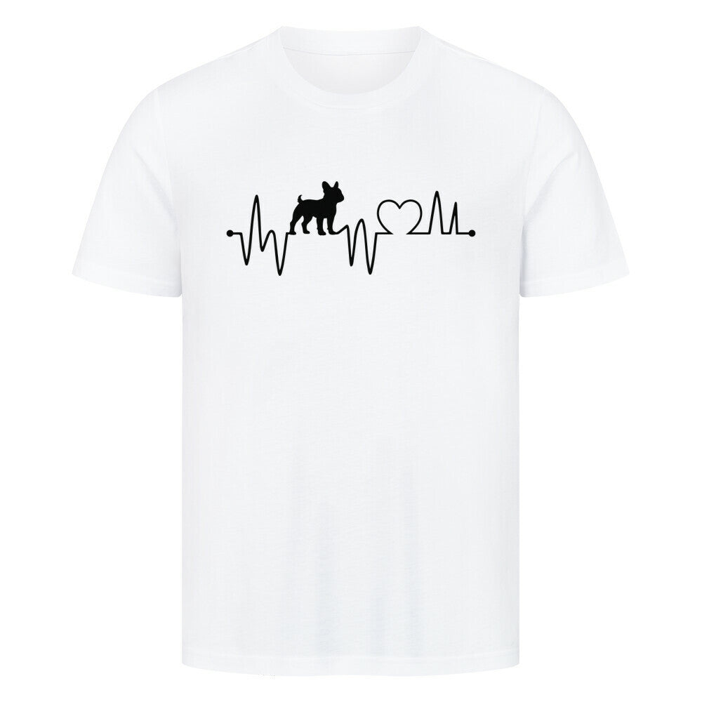 Premium T-Shirt "Französiche Bulldogge - Heartbeat" Weiß – hunde-shirt.de
