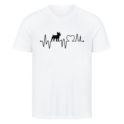 Premium T-Shirt "Französiche Bulldogge - Heartbeat" Weiß – hunde-shirt.de