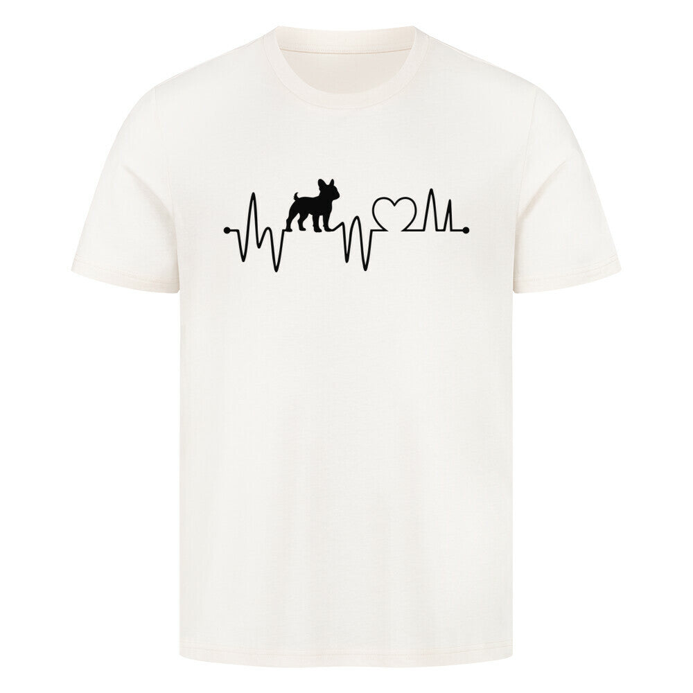 Premium T-Shirt "Französiche Bulldogge - Heartbeat" Natural Raw – hunde-shirt.de