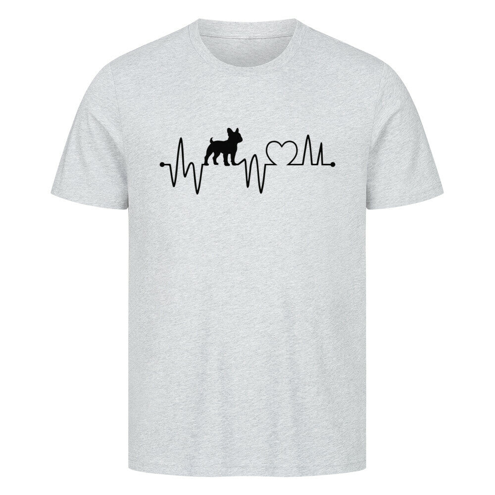 Premium T-Shirt "Französiche Bulldogge - Heartbeat" Heather Grey – hunde-shirt.de