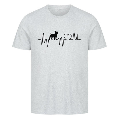 Premium T-Shirt "Französiche Bulldogge - Heartbeat" Heather Grey – hunde-shirt.de