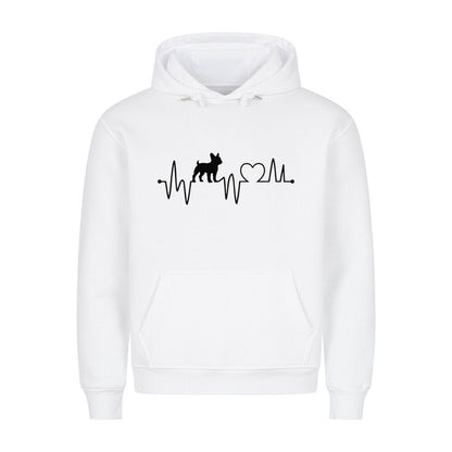 Premium Hoodie "Französische Bulldogge - Heartbeat" Weiß – hunde-shirt.de