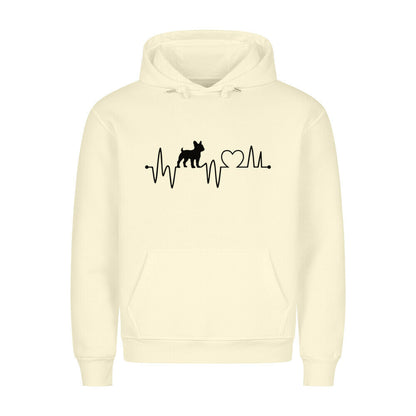 Premium Hoodie "Französische Bulldogge - Heartbeat" Beige – hunde-shirt.de
