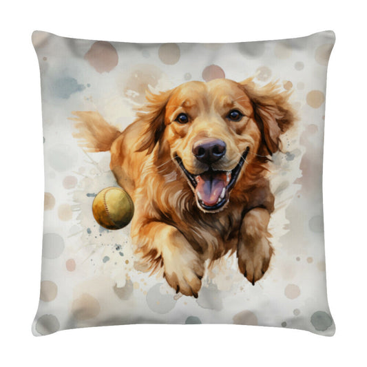 Kissen "Golden Retriever - Jump" Weiß – hunde-shirt.de