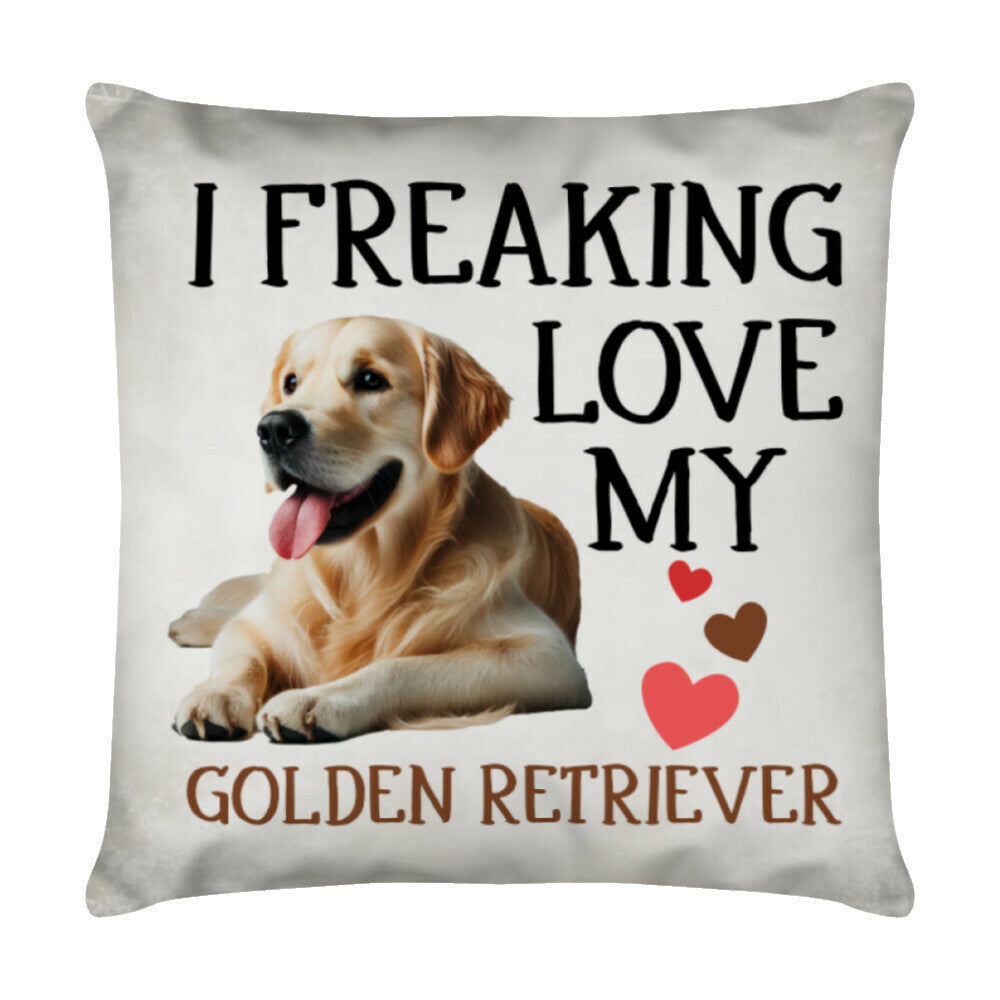 Kissen "Golden Retriever - Freaking" Weiß – hunde-shirt.de