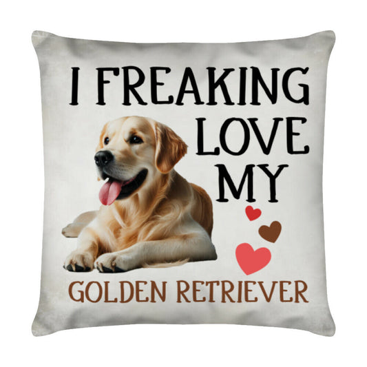 Kissen "Golden Retriever - Freaking" Weiß – hunde-shirt.de