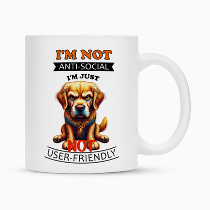 Tasse "Golden Retriever - Anti-Social" Weiß – hunde-shirt.de