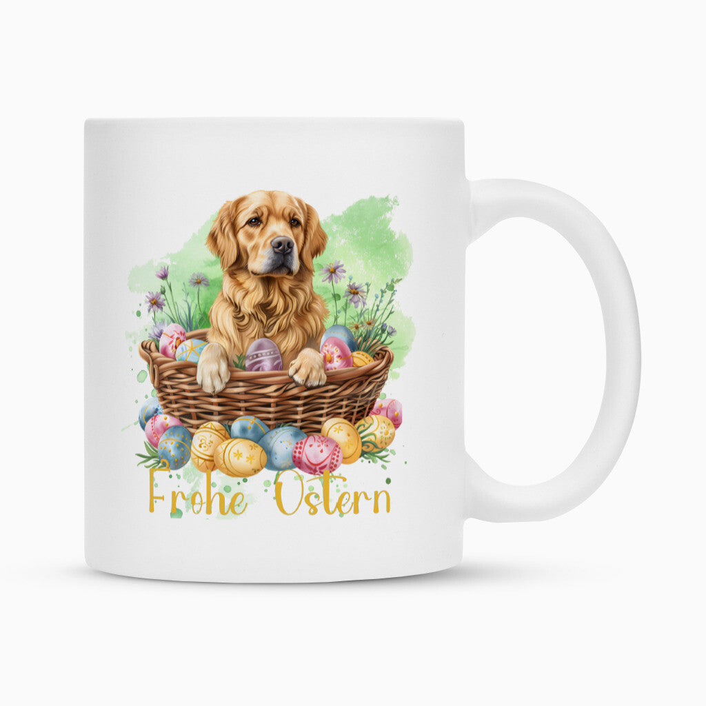 Tasse "Golden Retriever - Frohe Ostern" Weiß – hunde-shirt.de
