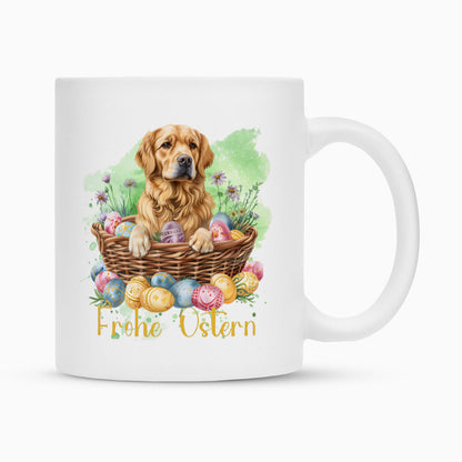 Tasse "Golden Retriever - Frohe Ostern" Weiß – hunde-shirt.de