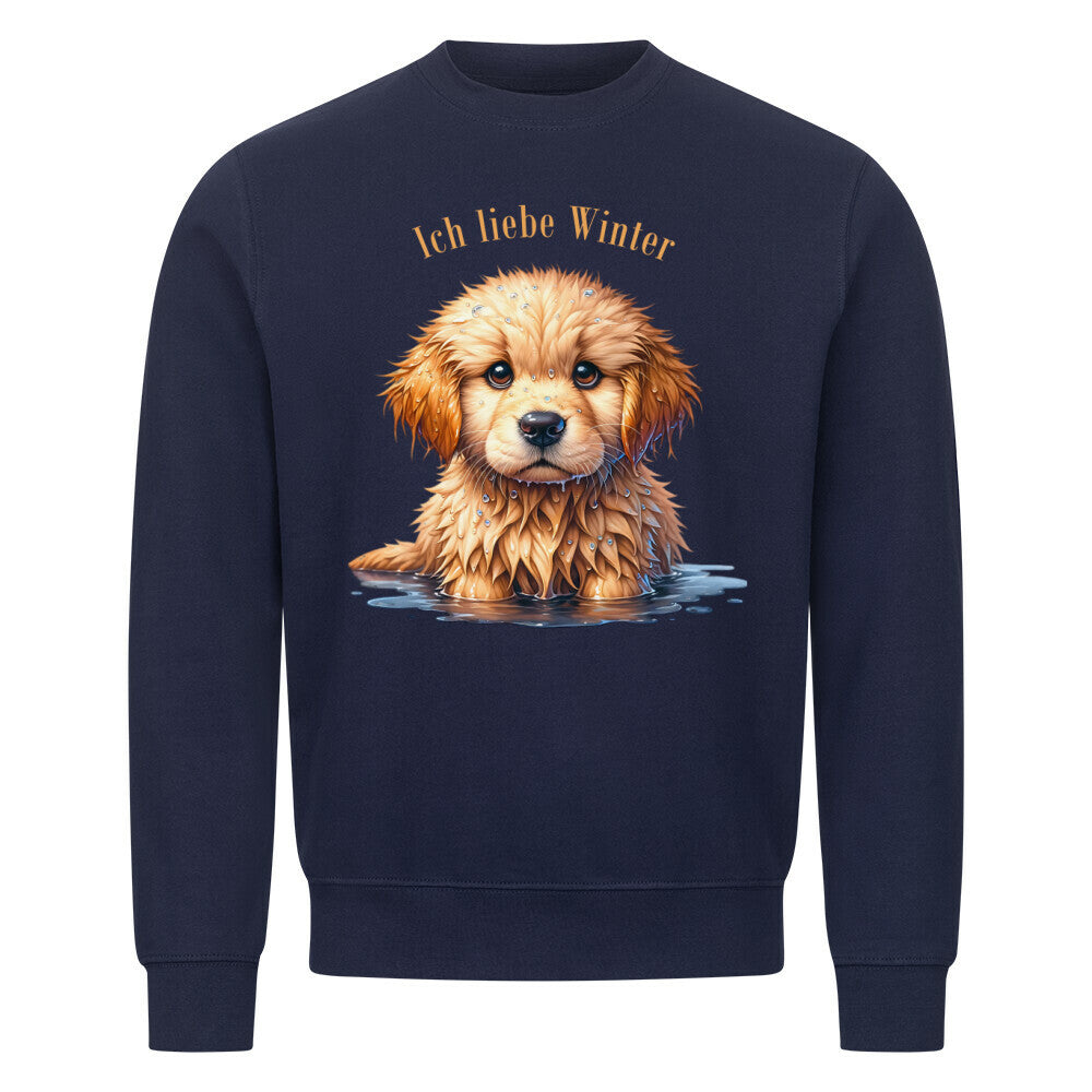 Premium Sweatshirt "Golden Retriever - Ich liebe Winter" Navy Blue – hunde-shirt.de
