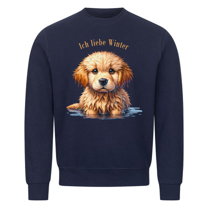 Premium Sweatshirt "Golden Retriever - Ich liebe Winter" Navy Blue – hunde-shirt.de