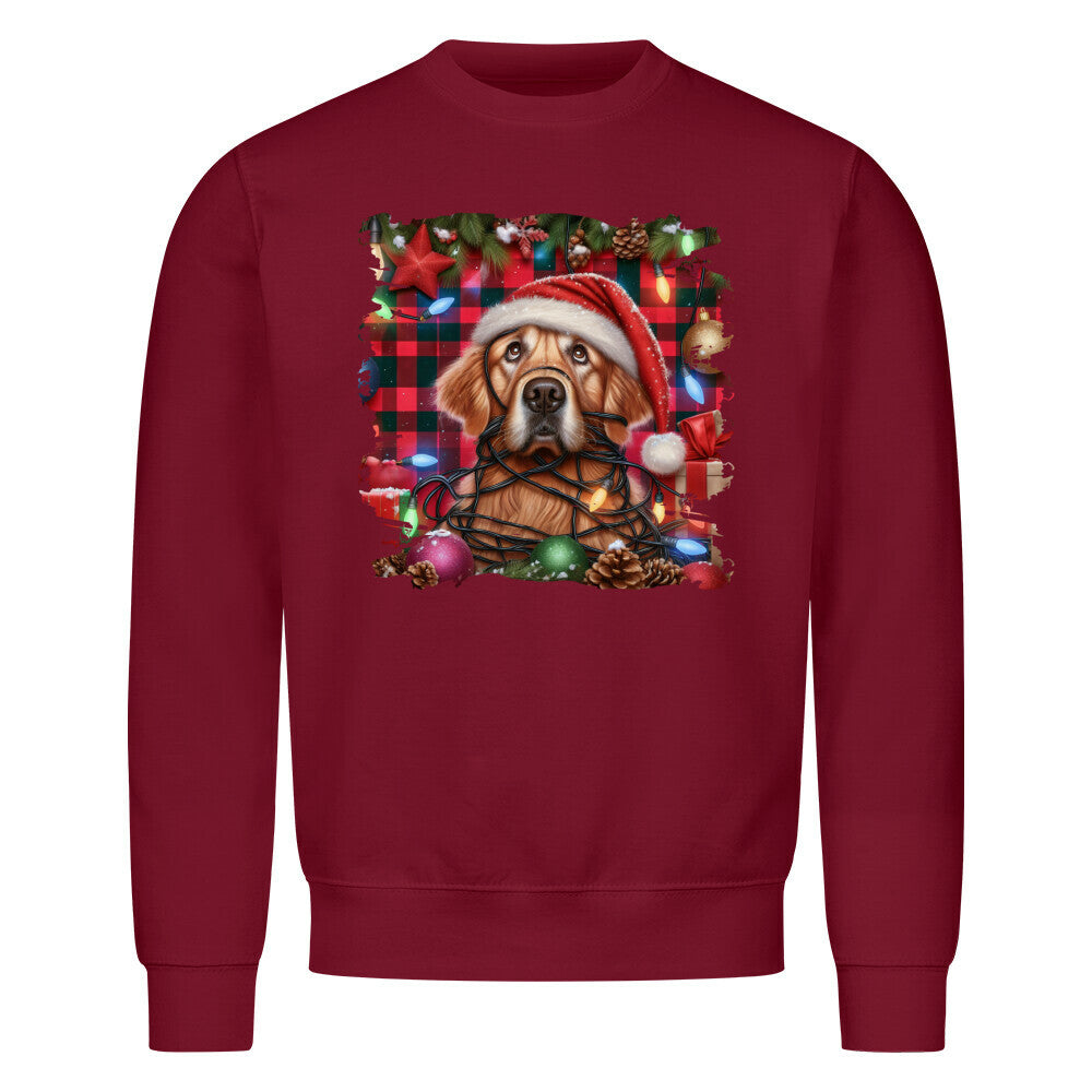 Premium Sweatshirt "Golden Retriever - Funny Christmas" Burgunder – hunde-shirt.de