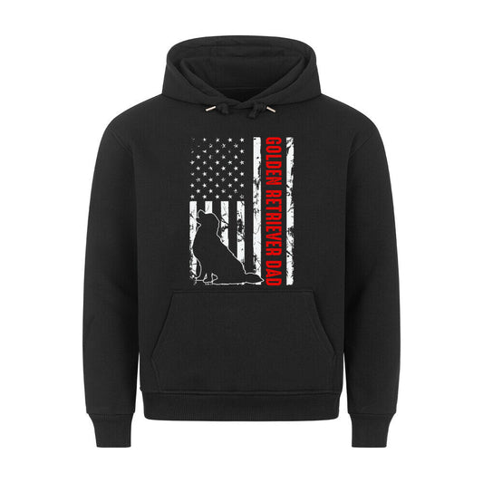 Premium Hoodie "Golden Retriever - Flag Dad" Schwarz – hunde-shirt.de