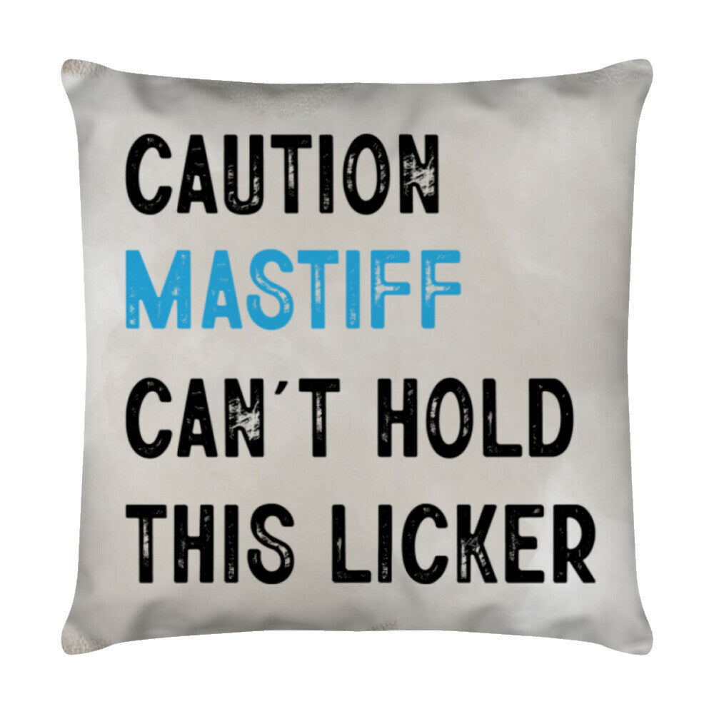 Kissen "Bullmastiff - CAUTION" Weiß – hunde-shirt.de