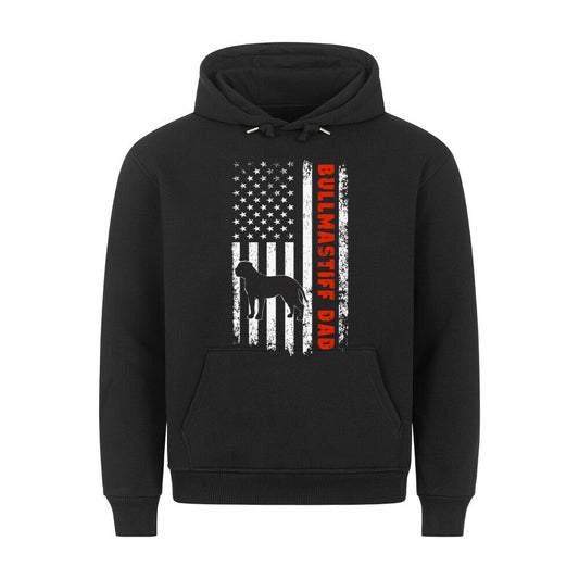 Premium Hoodie "Bullmastiff - Flag Dad" Schwarz – hunde-shirt.de
