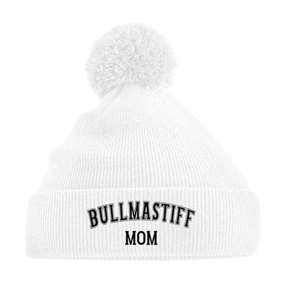 Bommelmütze "Bullmastiff - MOM" Weiß – hunde-shirt.de