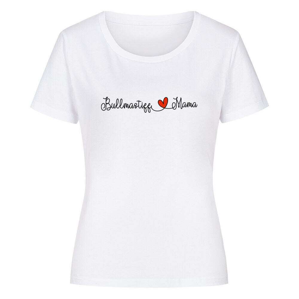 Premium Organic Damen-Shirt "Bullmastiff - Mama" Weiß – hunde-shirt.de