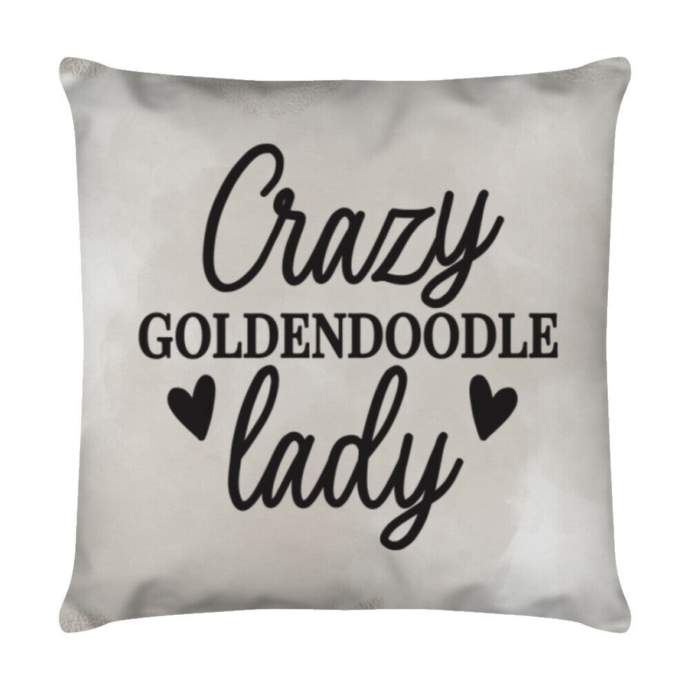Kissen "Golden Doodle - Crazy lady" Weiß – hunde-shirt.de