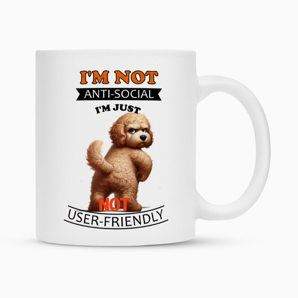 Tasse "Golden Doodle - Anti-Social" Weiß – hunde-shirt.de