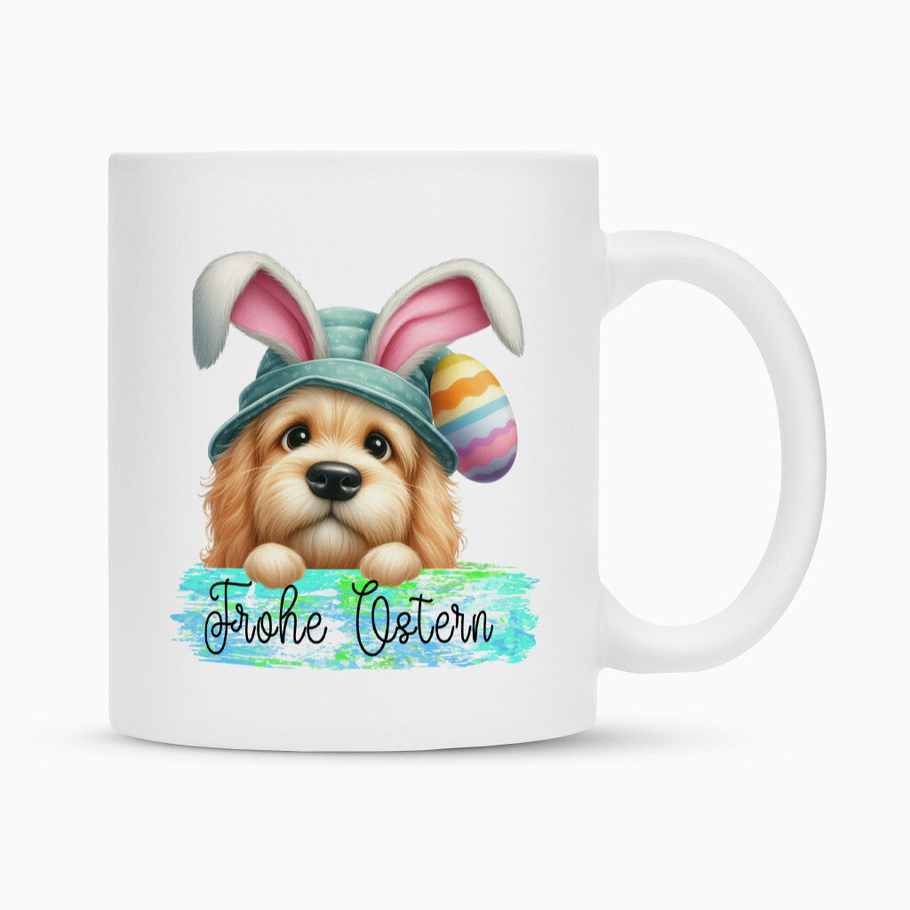 Tasse "Golden Doodle - Frohe Ostern" Weiß – hunde-shirt.de